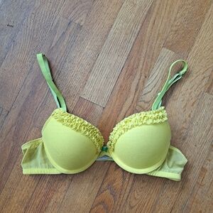 Aerie Yellow Ruffled Harper Women's Bra SZ 34A